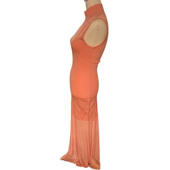 SEROYA Amine Maxi Dress in Coral Blush Size Medium Small Fabric Discoloration - Picture 5 of 11